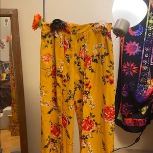 RUE 21. Medium yellow floral pants.